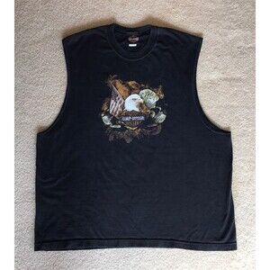 Harley-Davidson Black Sleeveless Eagle Engine Motorcycle t-shirt 2XL